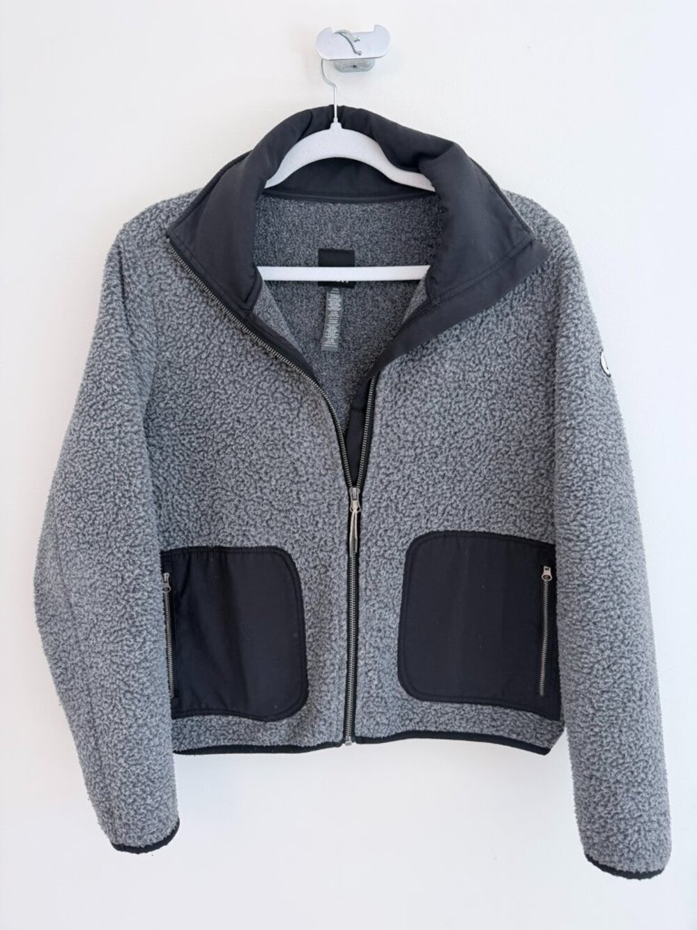 Vuori Gray Sherpa Fleece Full-Zip Jacket, Size Small